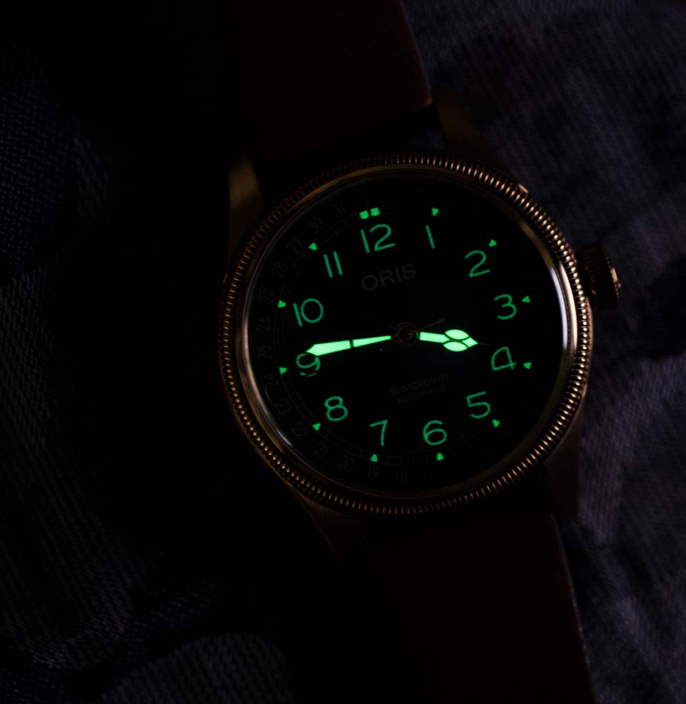 Big Crown Pointer Date Bronze Lume on dial and hands