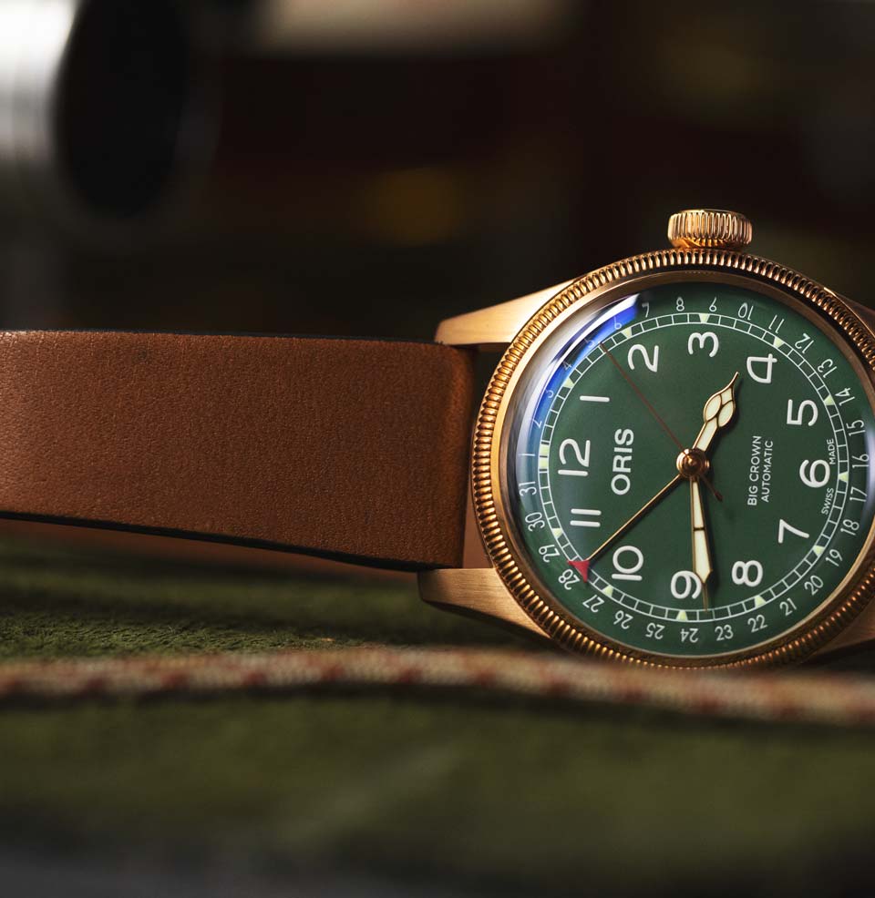 Big Crown Pointer Date Bronze Clean leather Strap