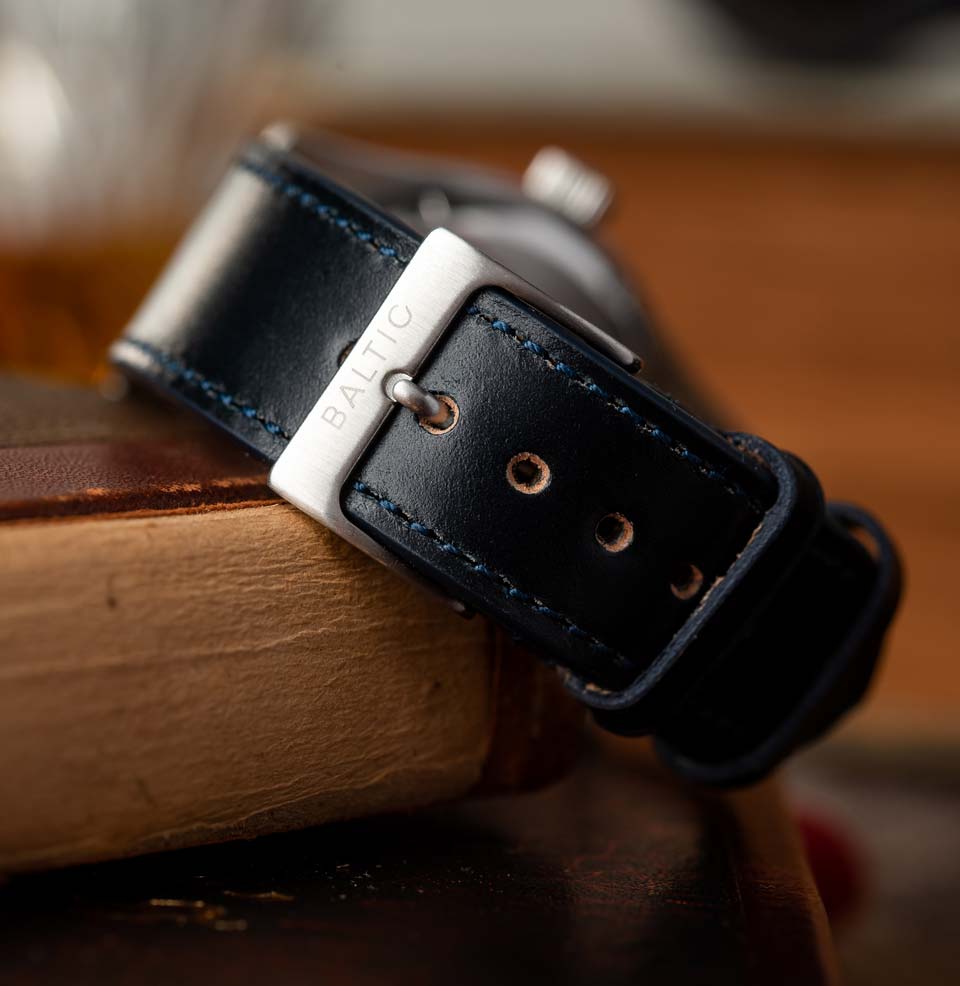 Baltic x Worn & Wound Collaboration Dark Navy Shell Cordovan strap