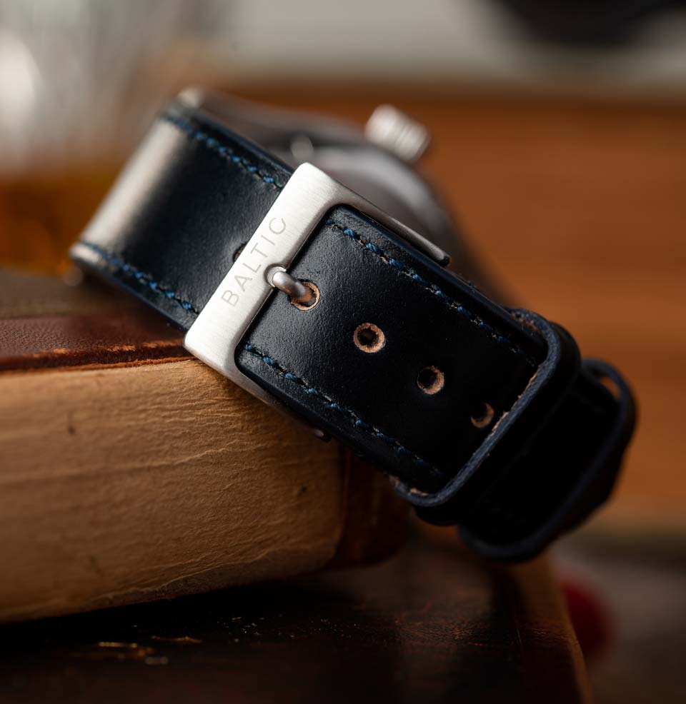 Baltic x Worn & Wound Collaboration Dark Navy Shell Cordovan strap
