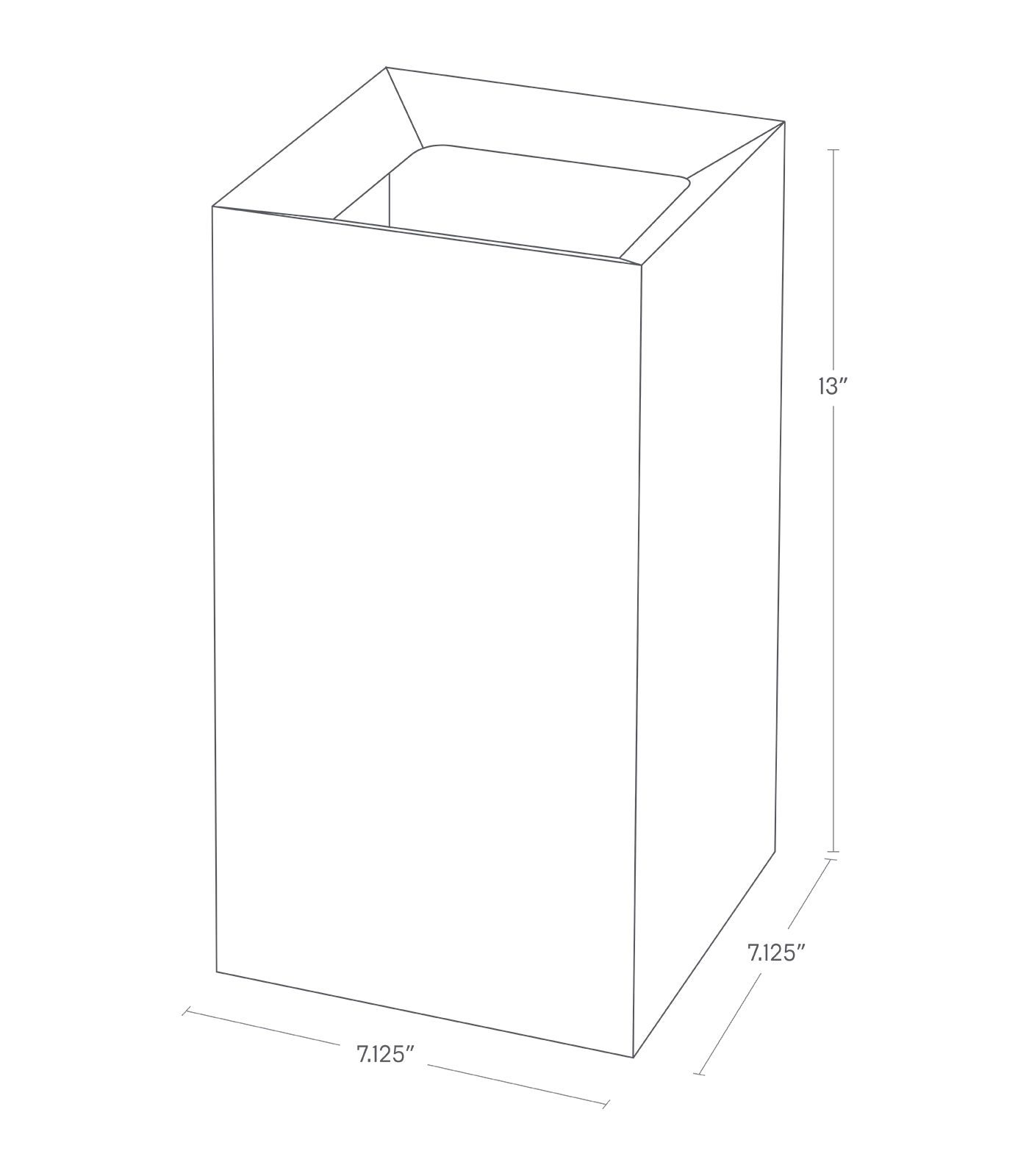 Dimension image for Trash Can showing a total height of 13