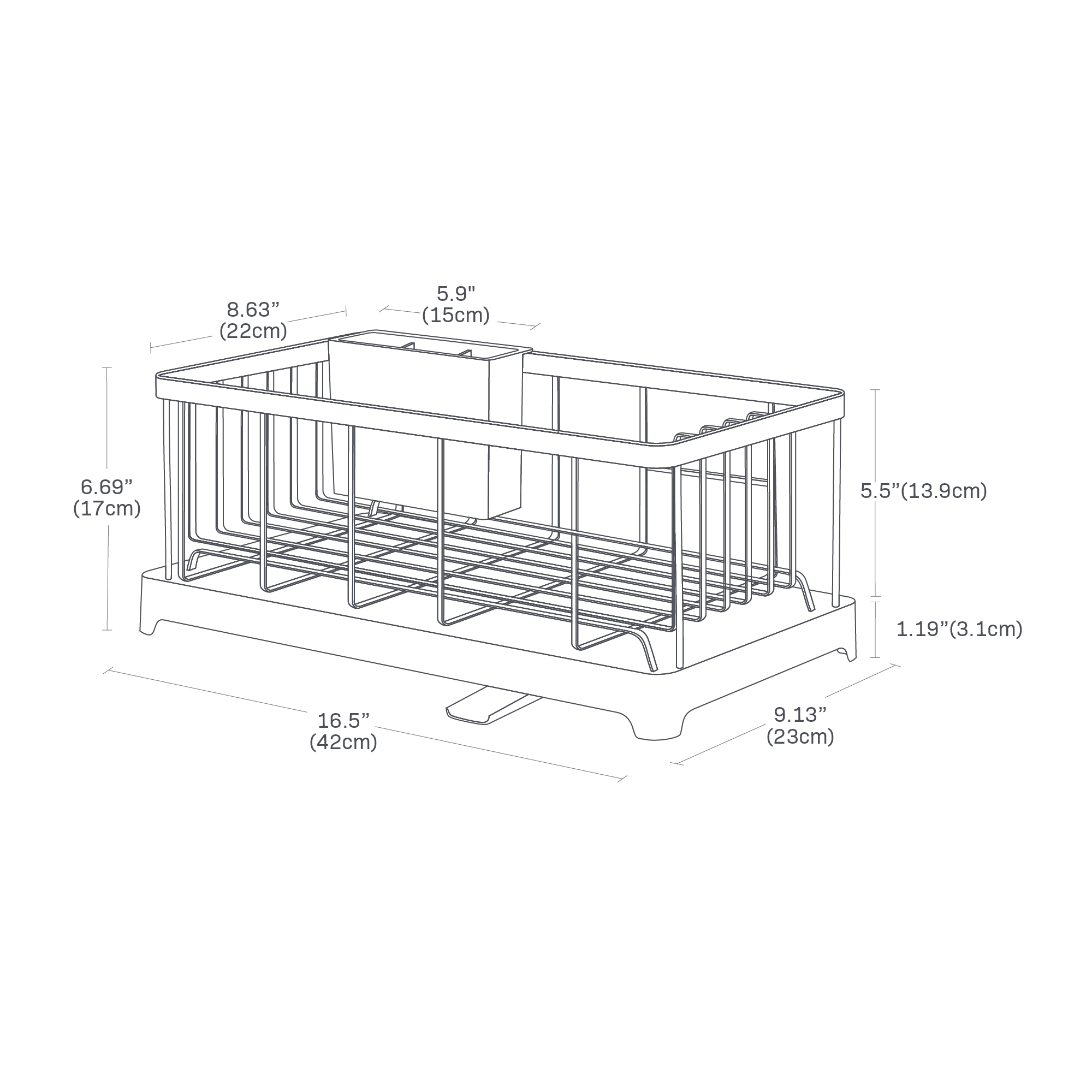 Wire Dish Drainer Rack dimension image