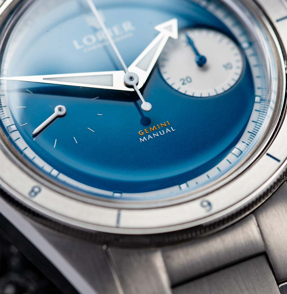 Lorier x Worn & Wound Collaboration Gloss cerulean blue dial