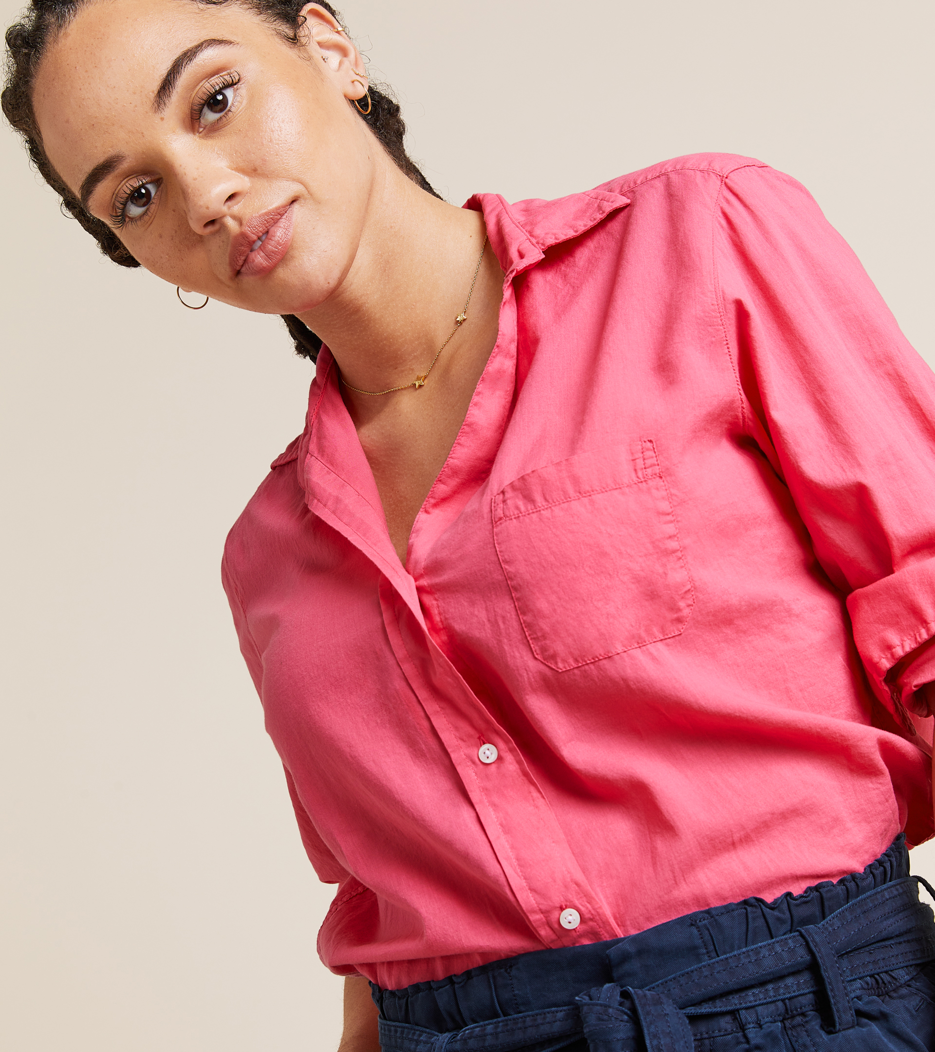 The Hero Button-Up Shirt Rouge, Tissue Cotton view 2