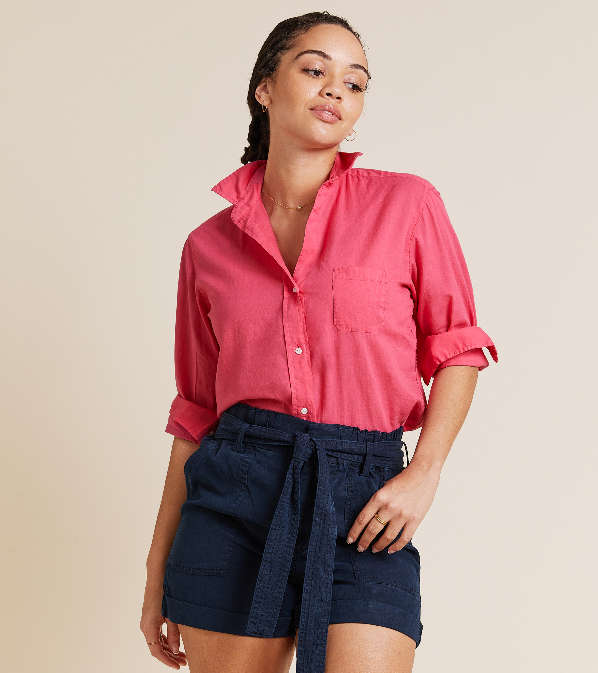 The Hero Button-Up Shirt Rouge, Tissue Cotton view 1