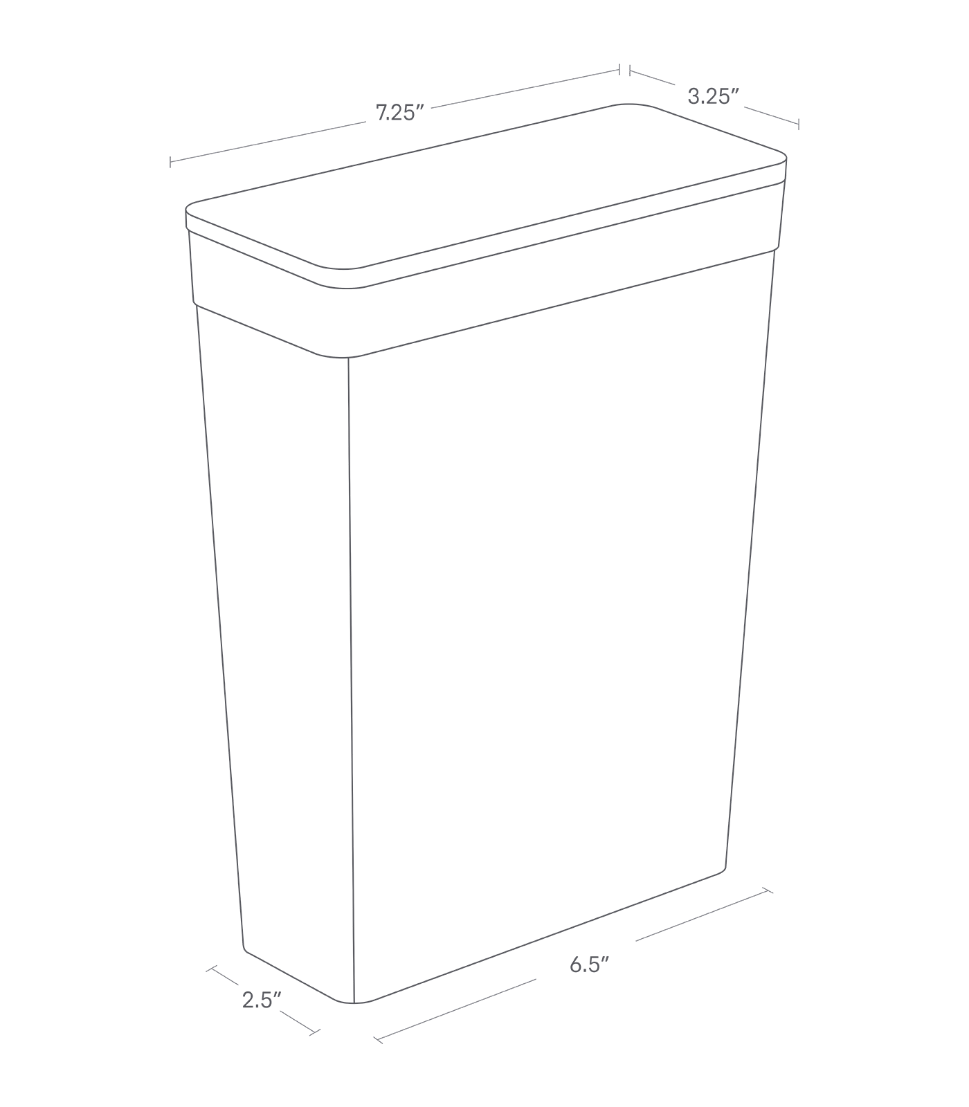 Dimenision image for Food Storage Containeron a white background showing total width of 7.25
