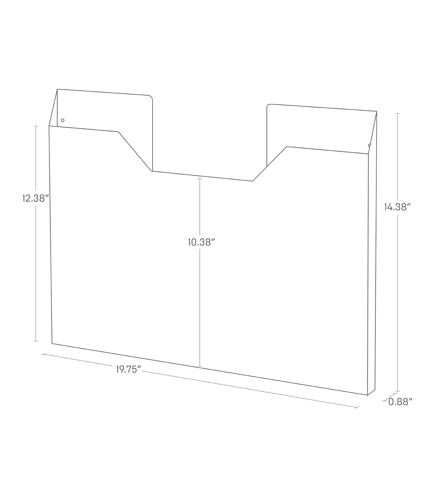 Dimension image for Magnetic Placemat Organizer showing total height of 17