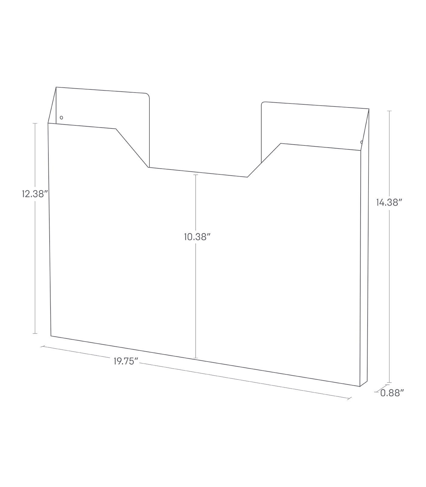 Dimension image for Magnetic Placemat Organizer showing total height of 17