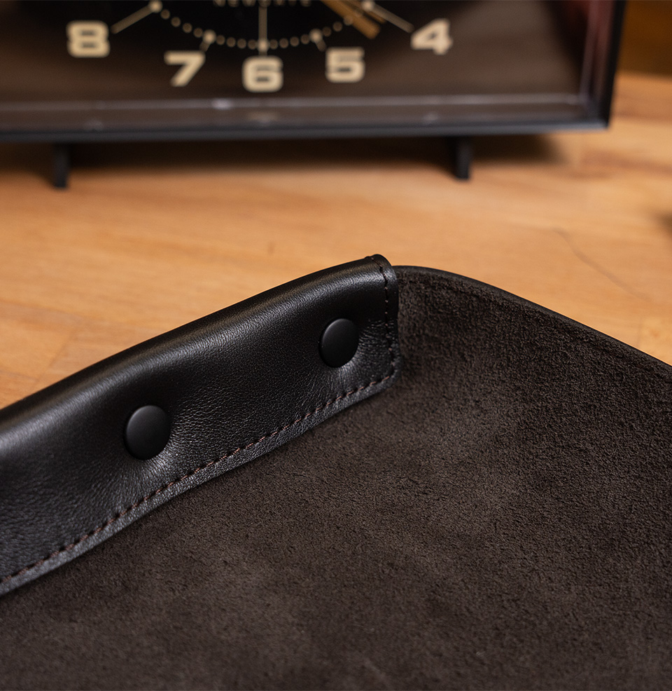 Leather Valet Tray Black Buttons