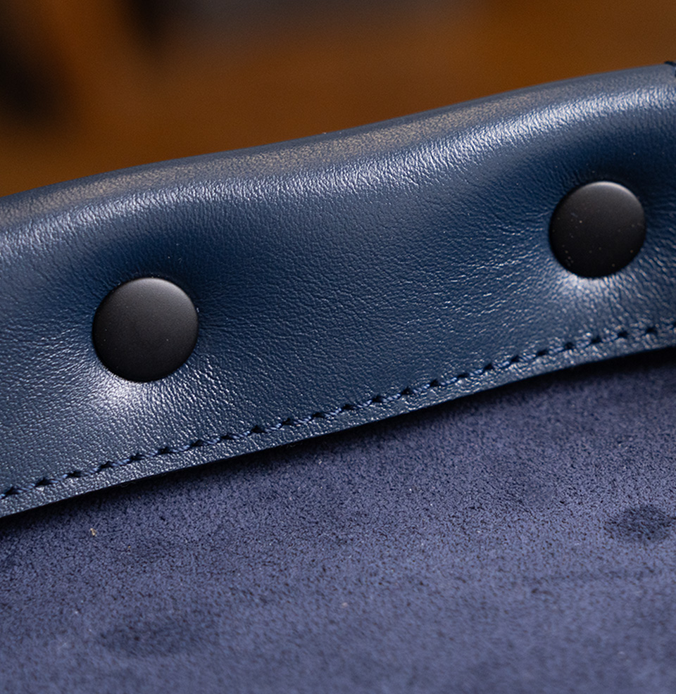 Leather Valet Tray Black Buttons