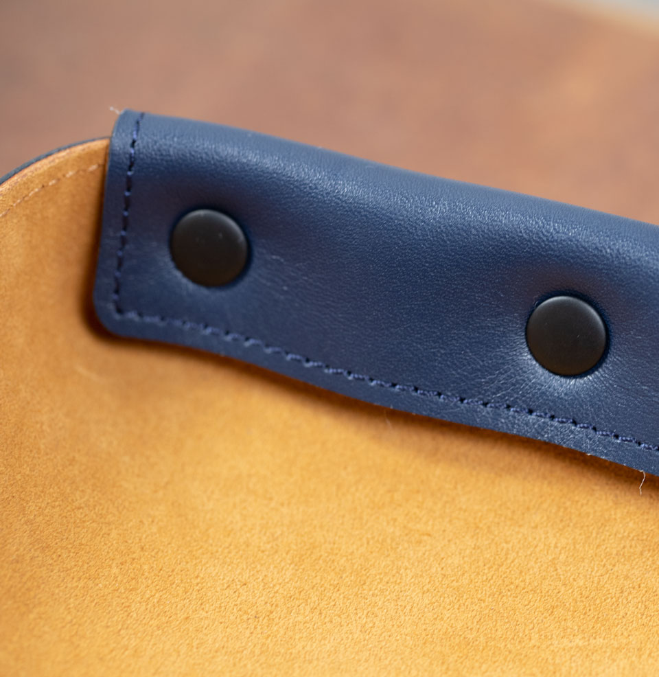 Leather Valet Tray Black Buttons