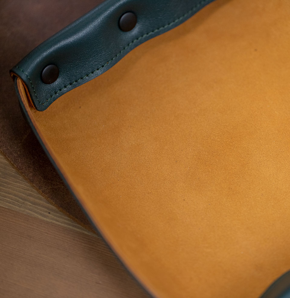 Leather Valet Tray Soft Suede Interior
