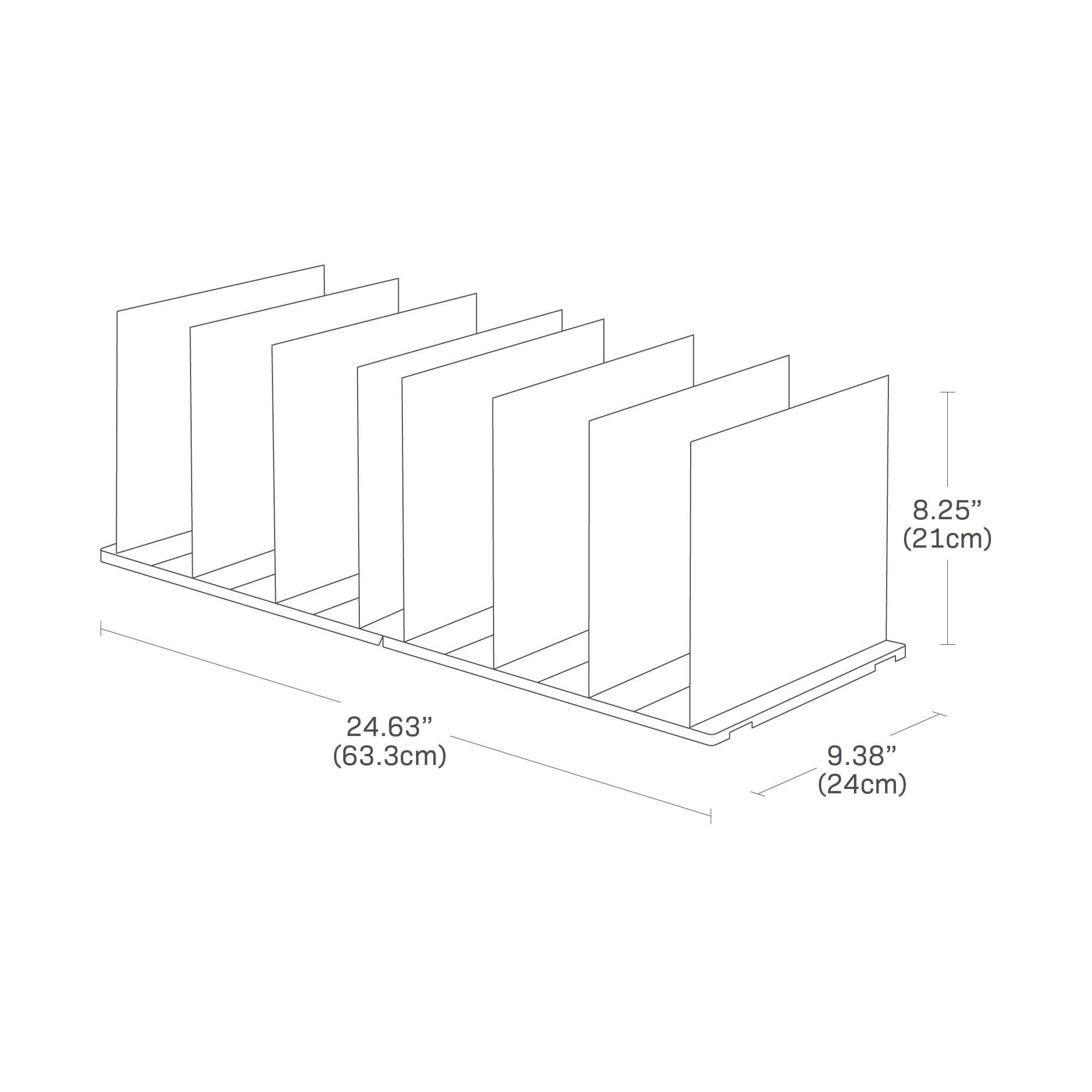 Dimension image for Handbag Organizer on a white background with a length of 24.63