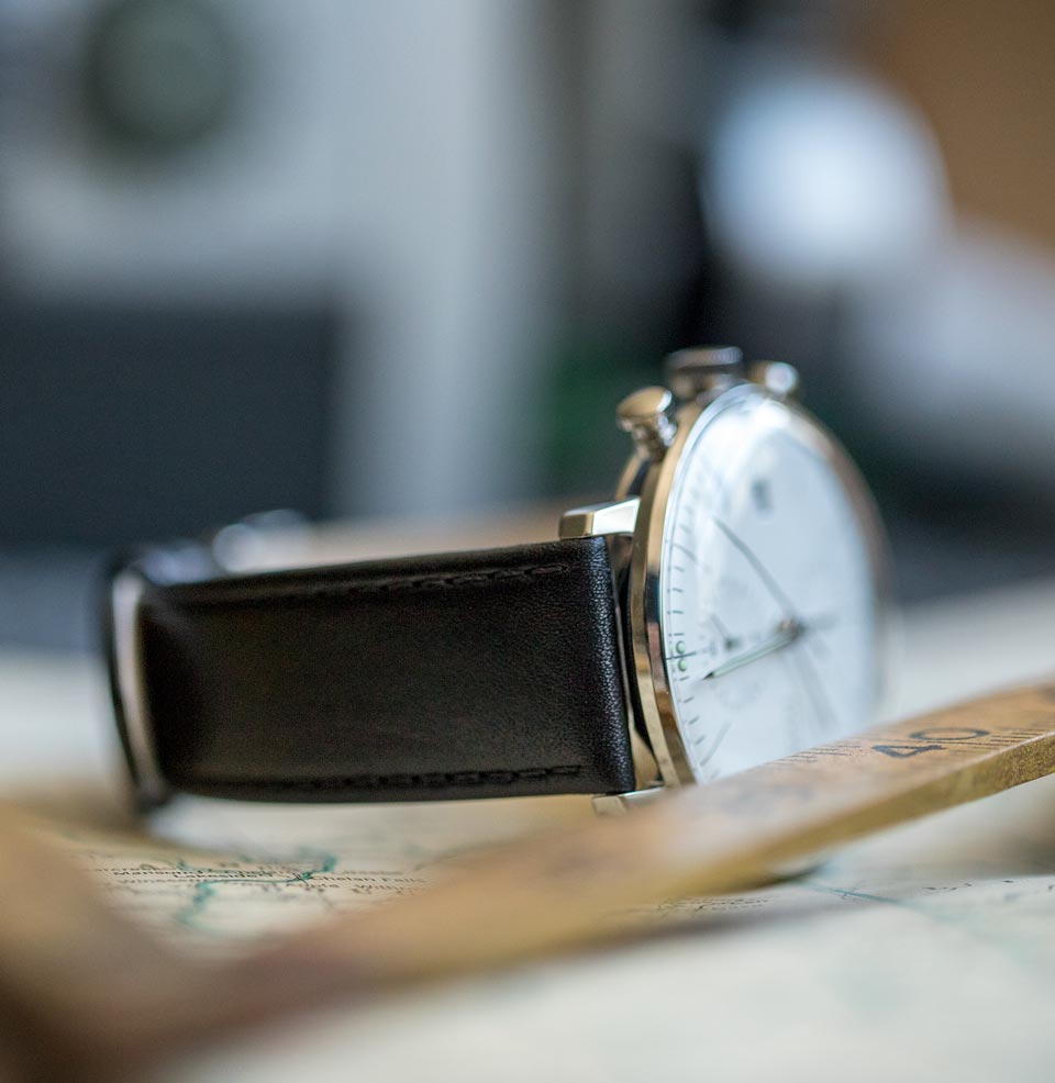 Max Bill Chronoscope Brown leather strap