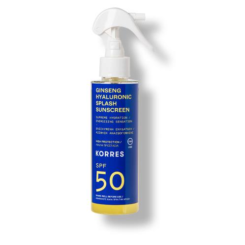 Korres SonnenschutzsprayGinseng Hyaluronic Splash Sonnenschutzspray für Gesicht + Körper SPF50 1