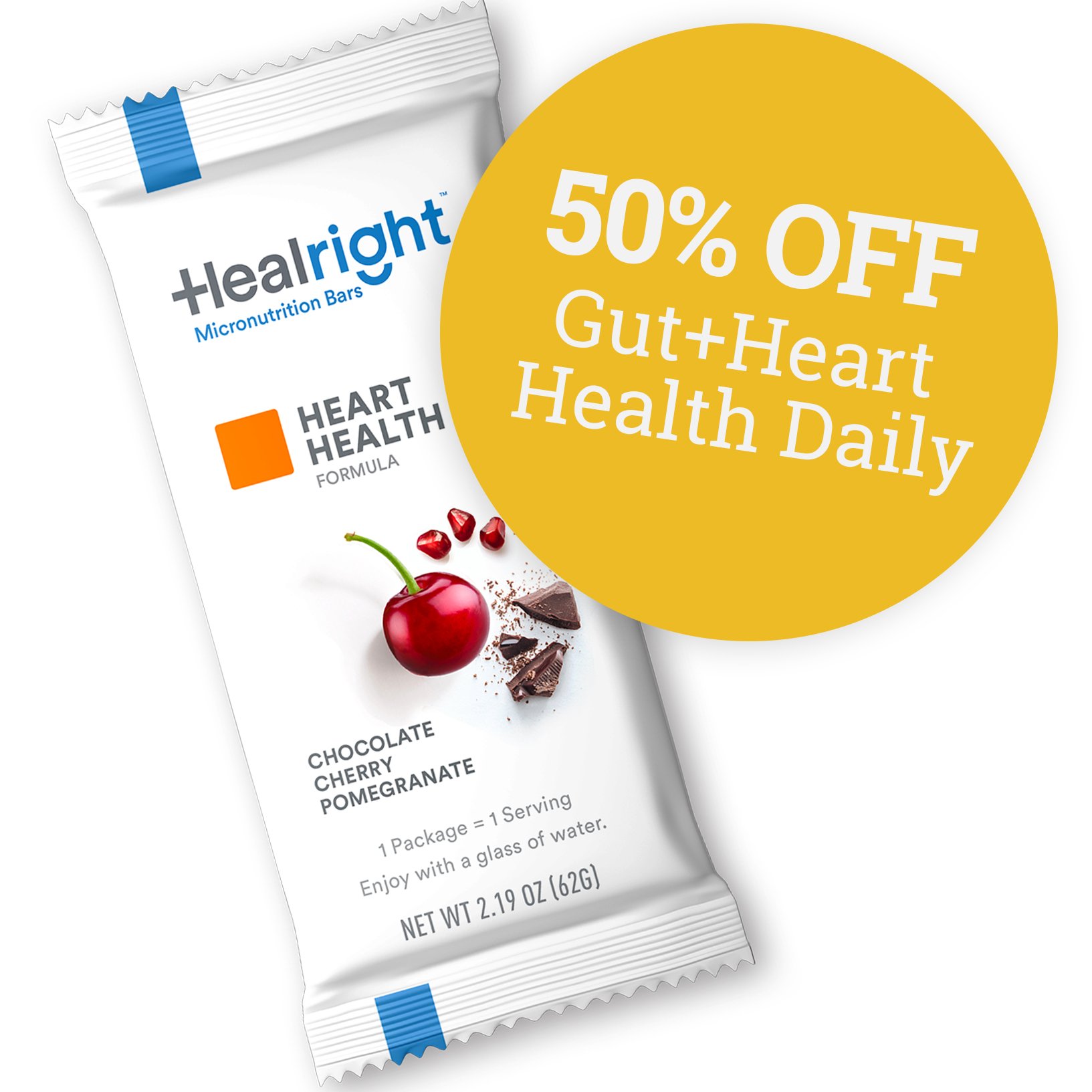 50% Off Gut + Heart Health Daily with Chocolate Cherry Pomegranate flavor