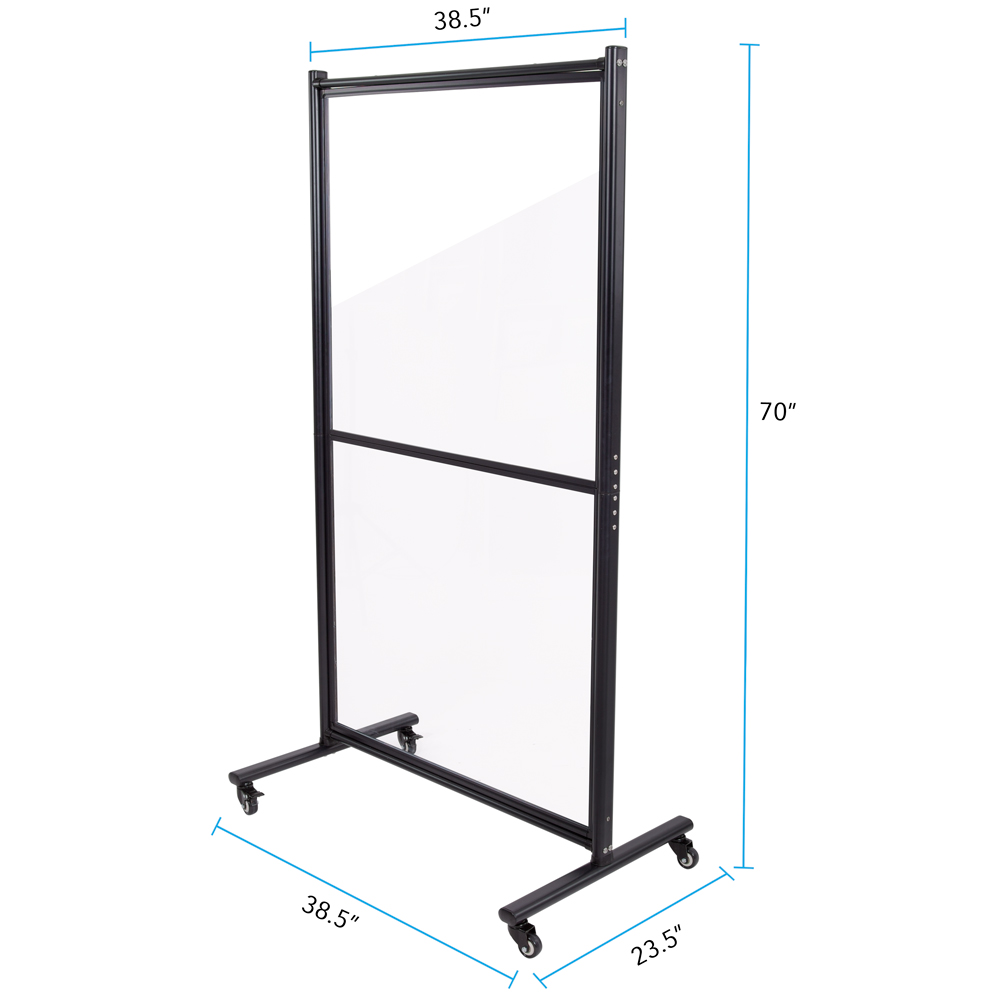 72H x 48W Mobile Acrylic Room Divider - Sneeze GuardEZ