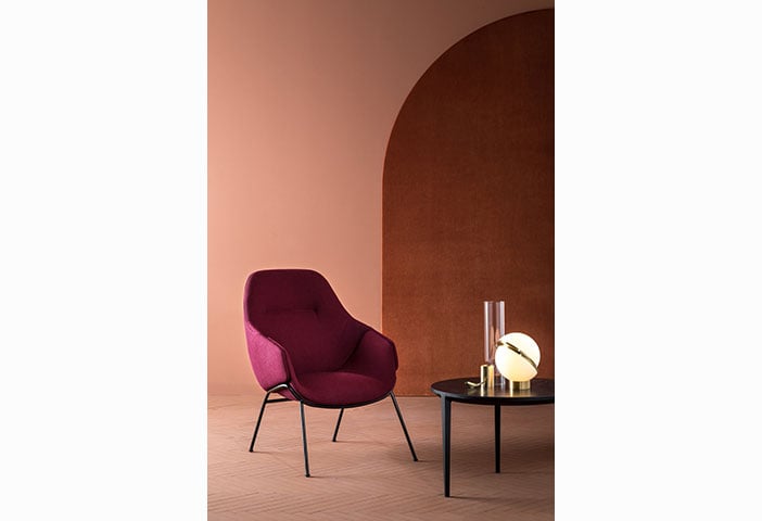 The Anita armchair re-articulated, the new high-back version with its simple rod base projecting 1950s glamour. Image c/o SP01.