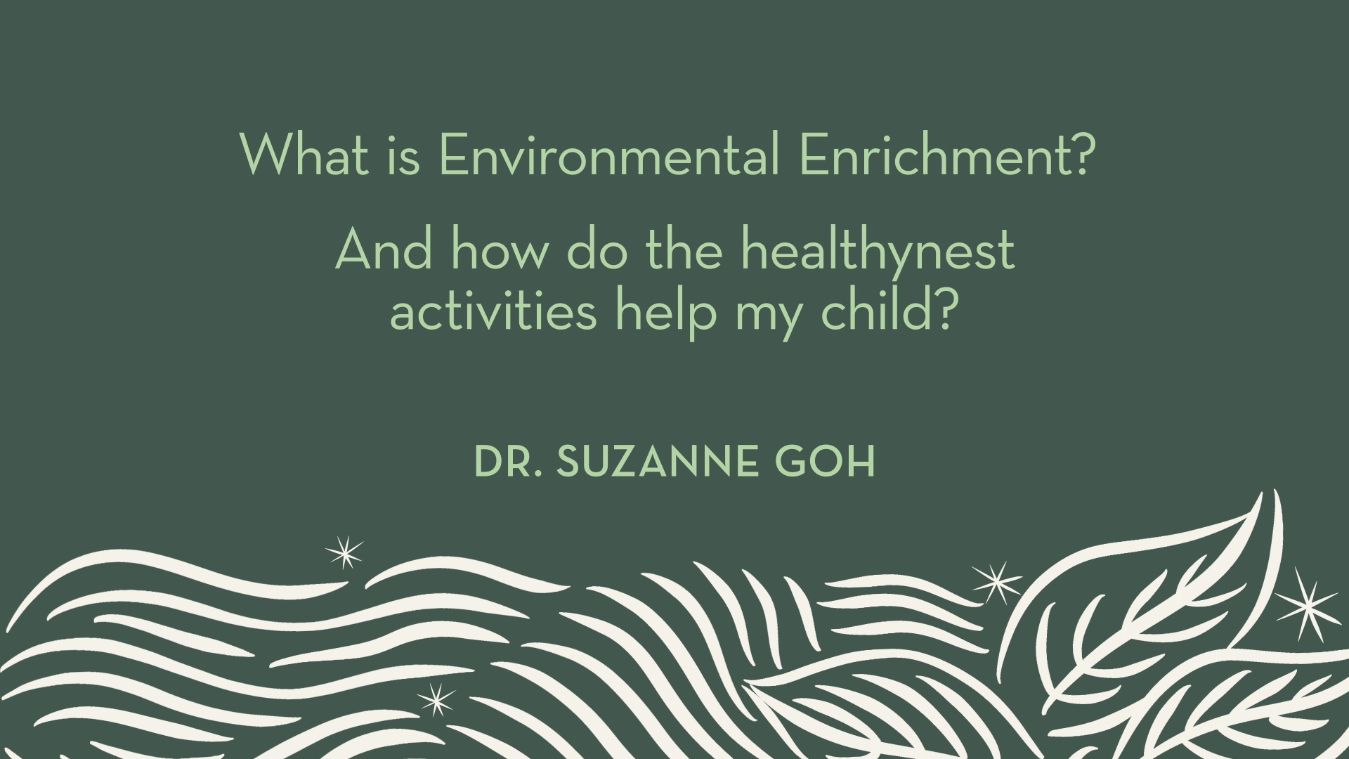Dr. Goh | What is Environmental Enrichment? and how do the healthynest activities help my child?