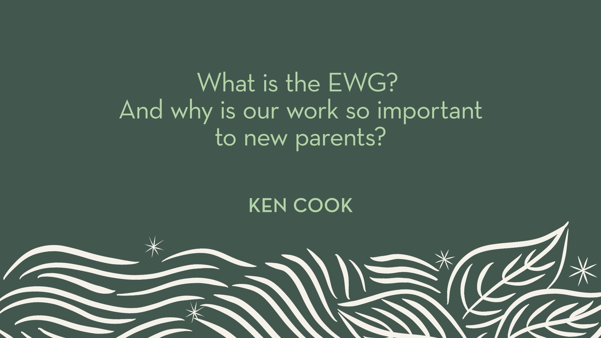 Ken Cook | What is the EWG? And why is our work so important to new parents?