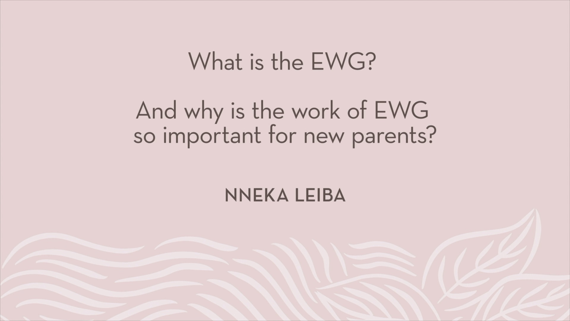 Nneka Leiba | What is the EWG? And why is the work of EWG so important for new parents?