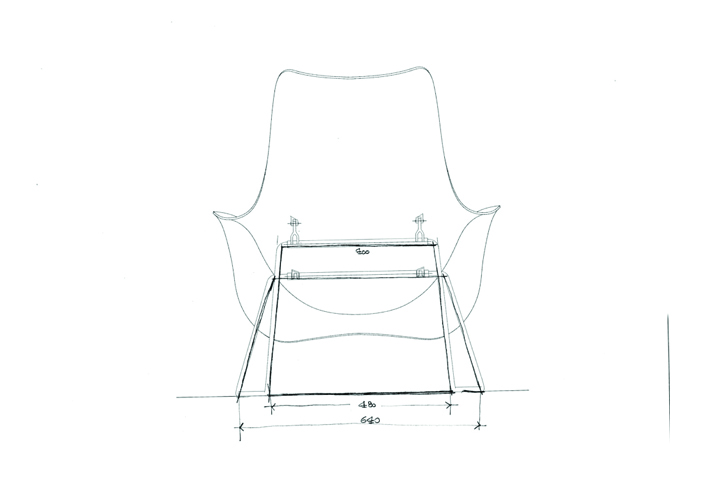 The Mart armchair in development shows the mould used to shape the leather. Photos c/o B&B Italia