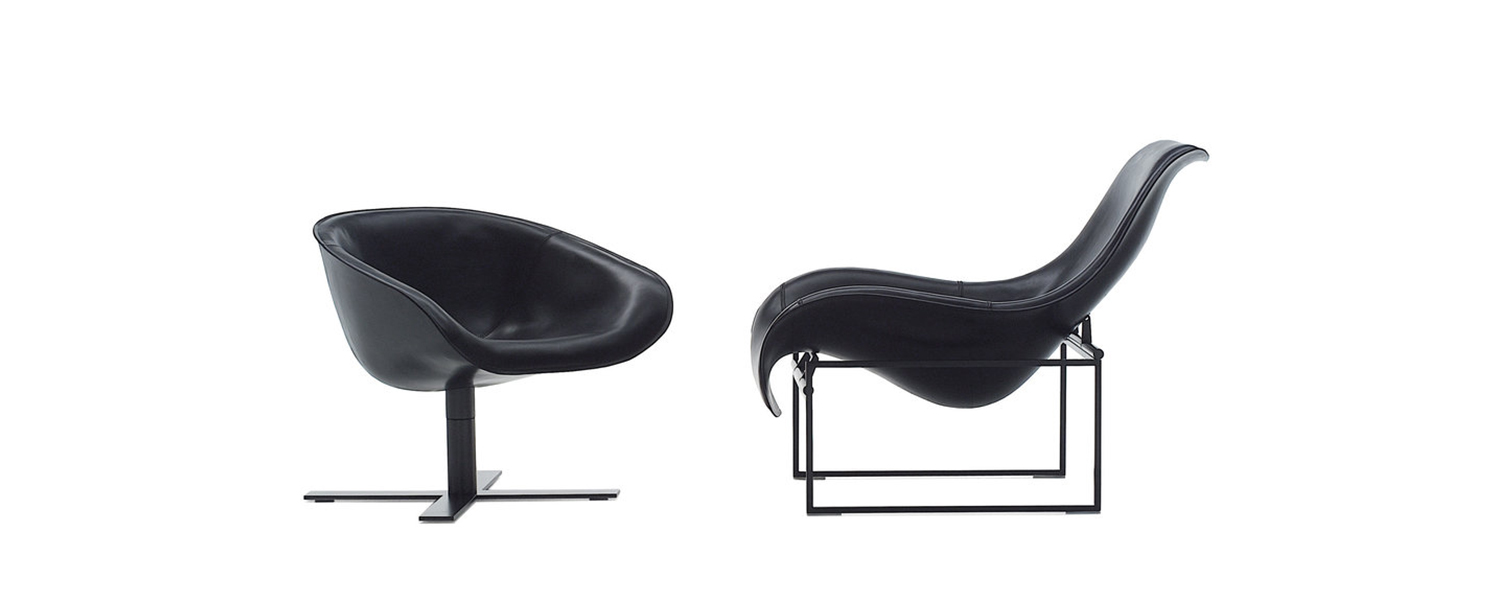 Antonio Citterio's Mart armchair for B&B Itlalia is both small and large and formed in moulded leather. Photo c/o B&B Italia.