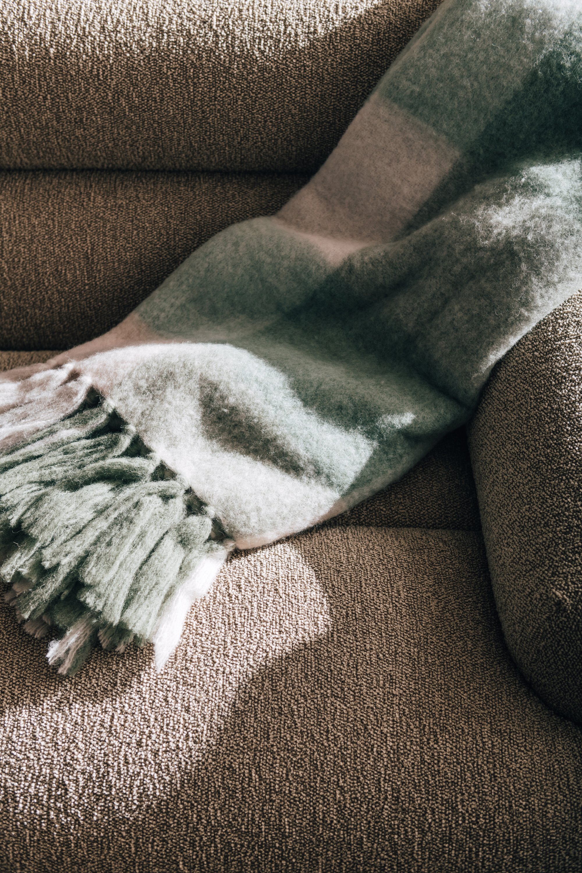 Valley Sofa + Easton Blanket in Sage & Natural