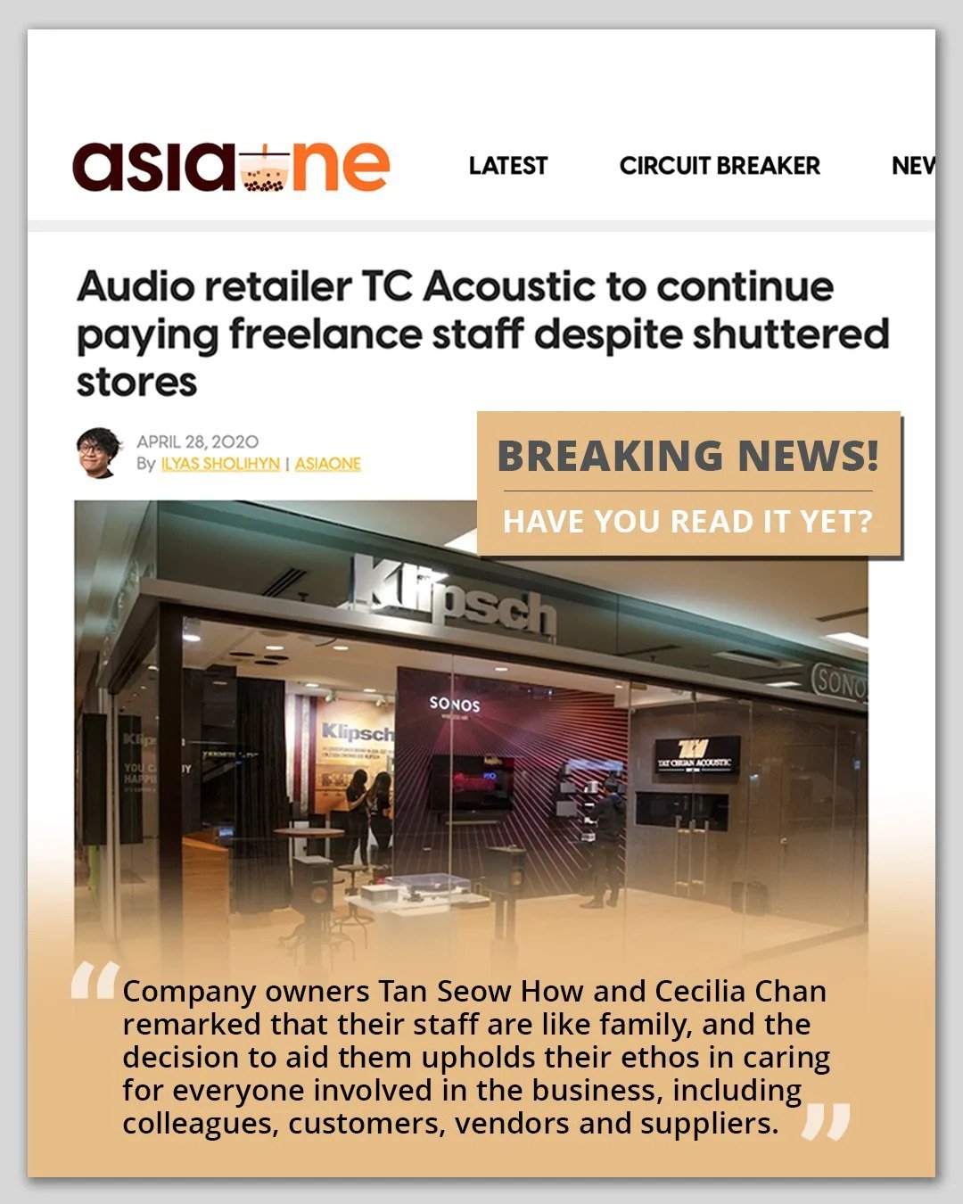 #TCcares featured on AsiaOne News Article