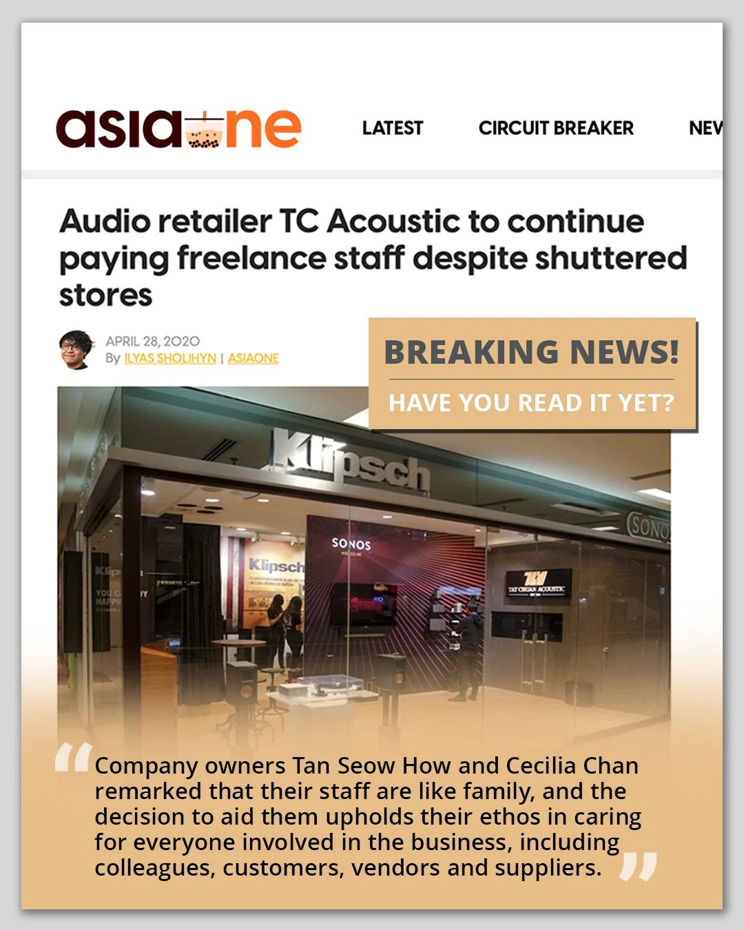 #TCcares featured on AsiaOne News Article