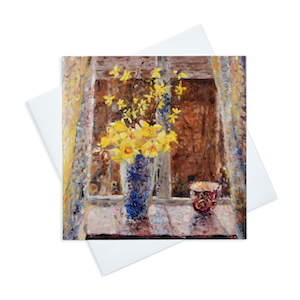 Daffodils Painting available as a floral card, floral art print and floral canvas print online at Judi Glover Art. Daffodils Cards are used for birthdays in March.
