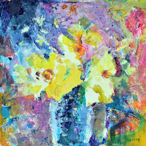 Happy Flowers which is a painting of daffodils available as daffodil cards, daffodil prints and a daffodil canvas