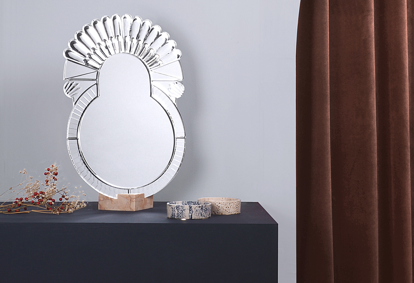 The Elemento solid glass mirror follows on from Nikolai's Scena collection. Photo c/o Nikolai Kotlarczyk.