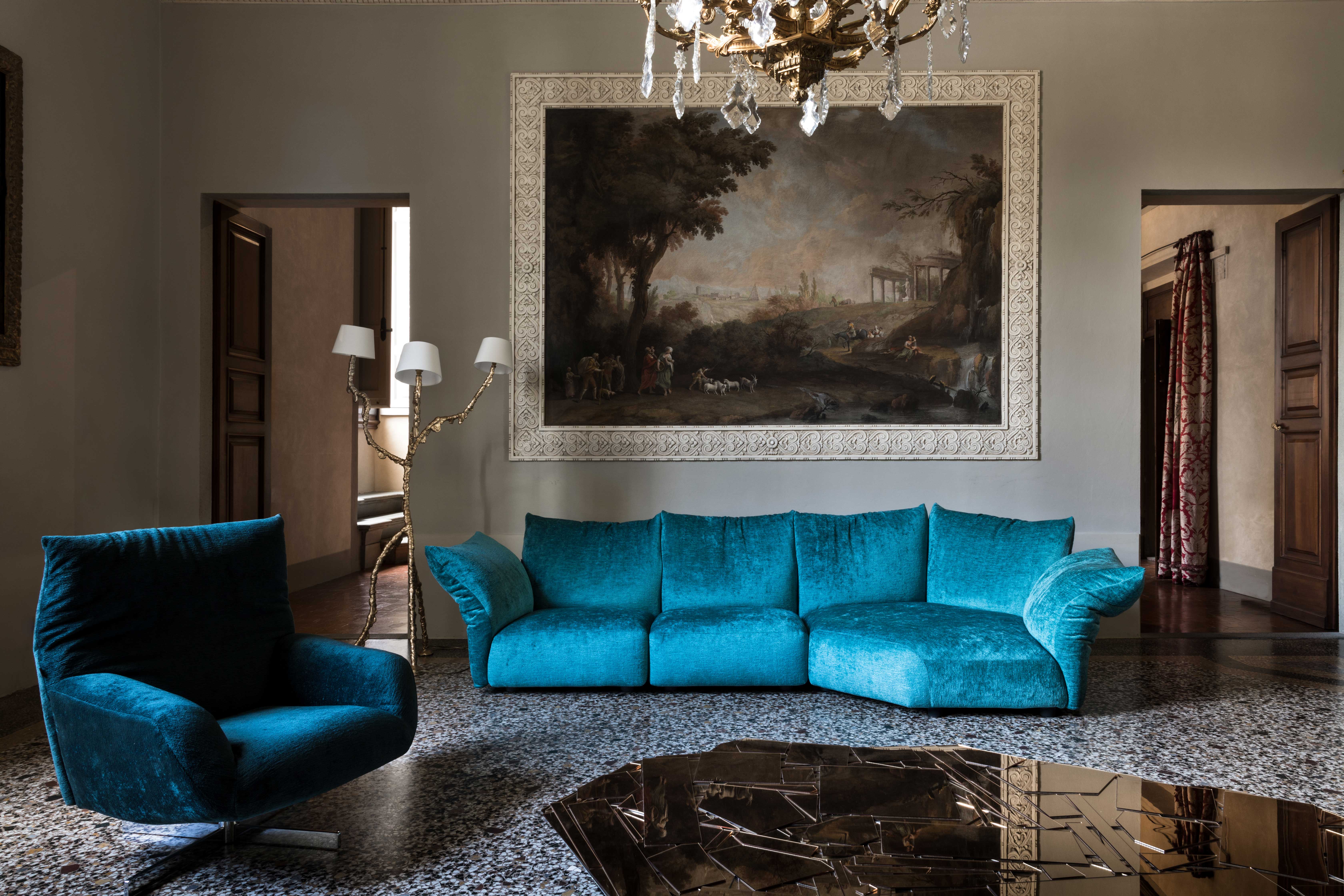 The Chiara armchair and Standard sofa designed by Francesco Binfaré. Photo c/o Edra. 