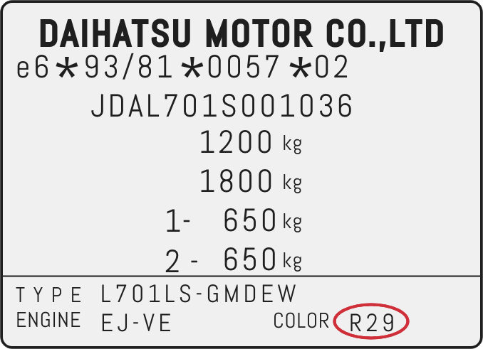 Color code image for Daihatsu
