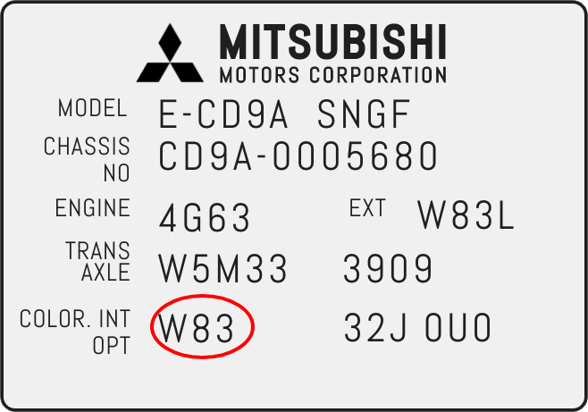 Color code image for Mitsubishi