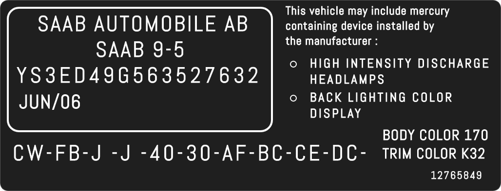 Color code image for Saab