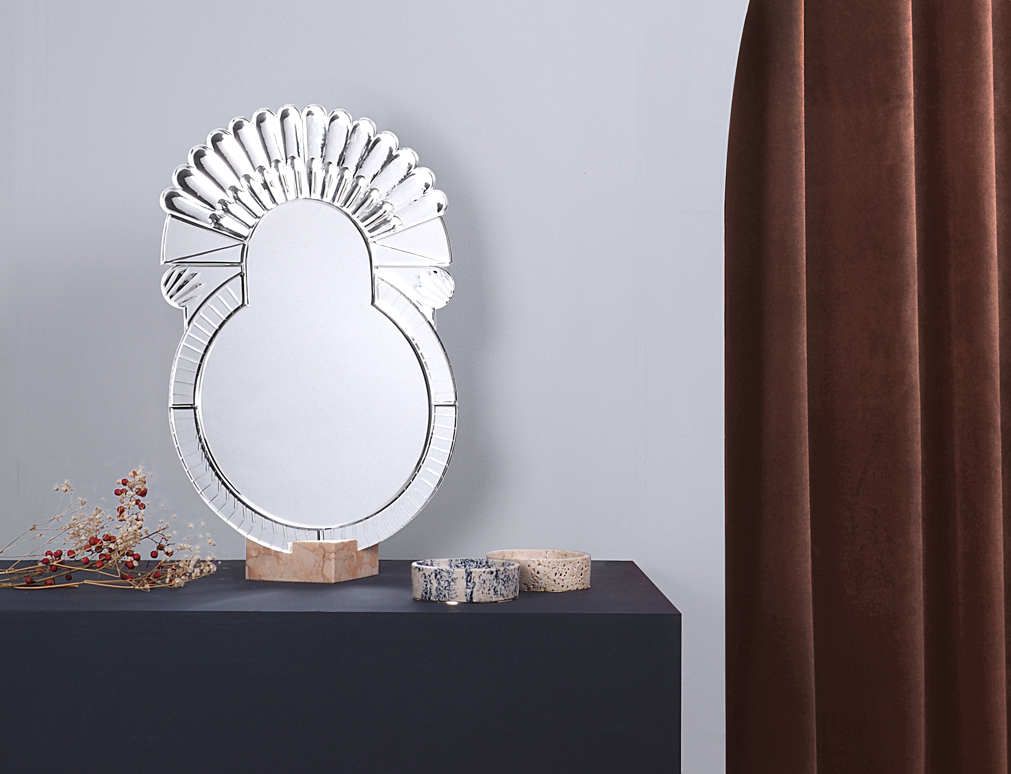 The Elemento solid glass mirror follows on from Nikolai's Scena collection. Photo c/o Nikolai Kotlarczyk.