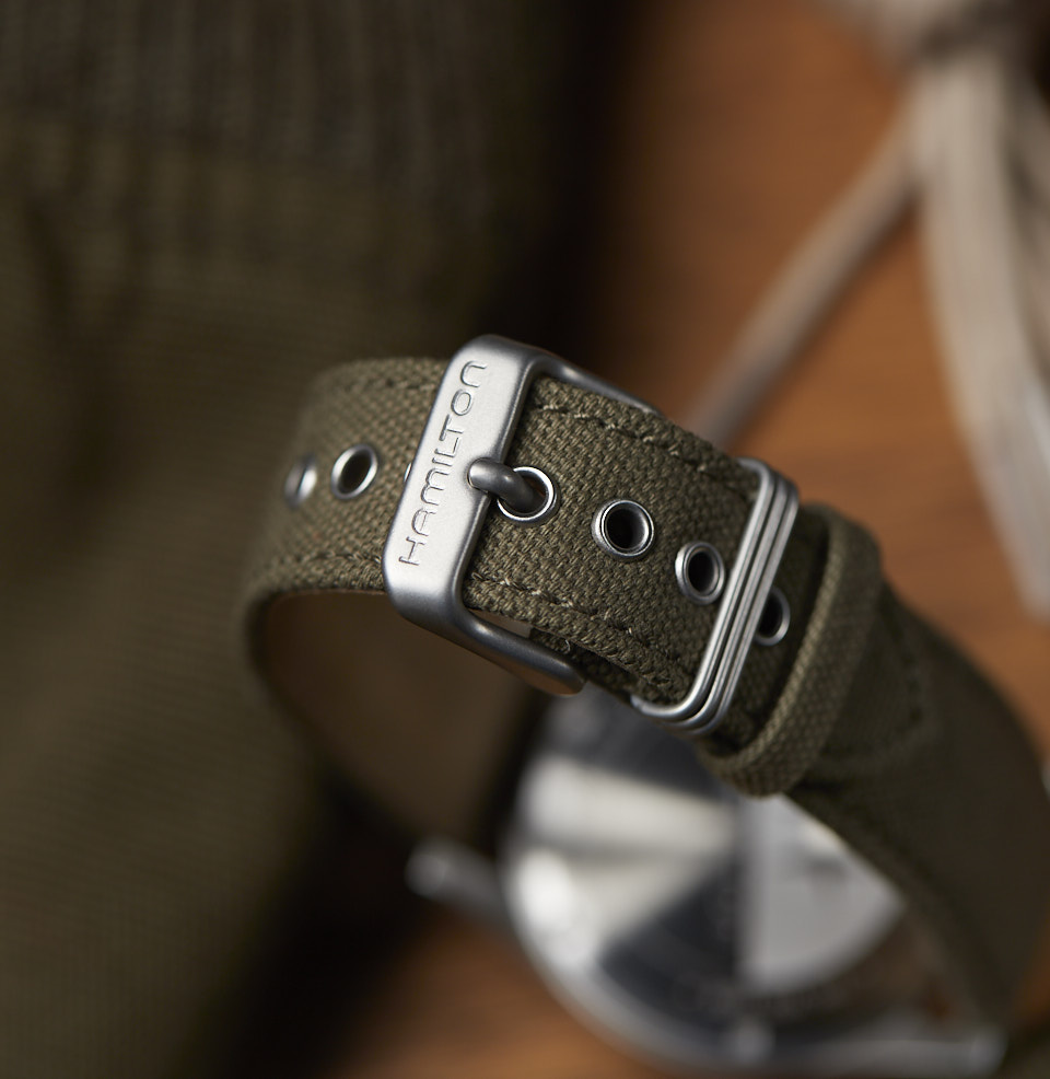 Khaki Field Mechanical Date Rugged Canvas strap