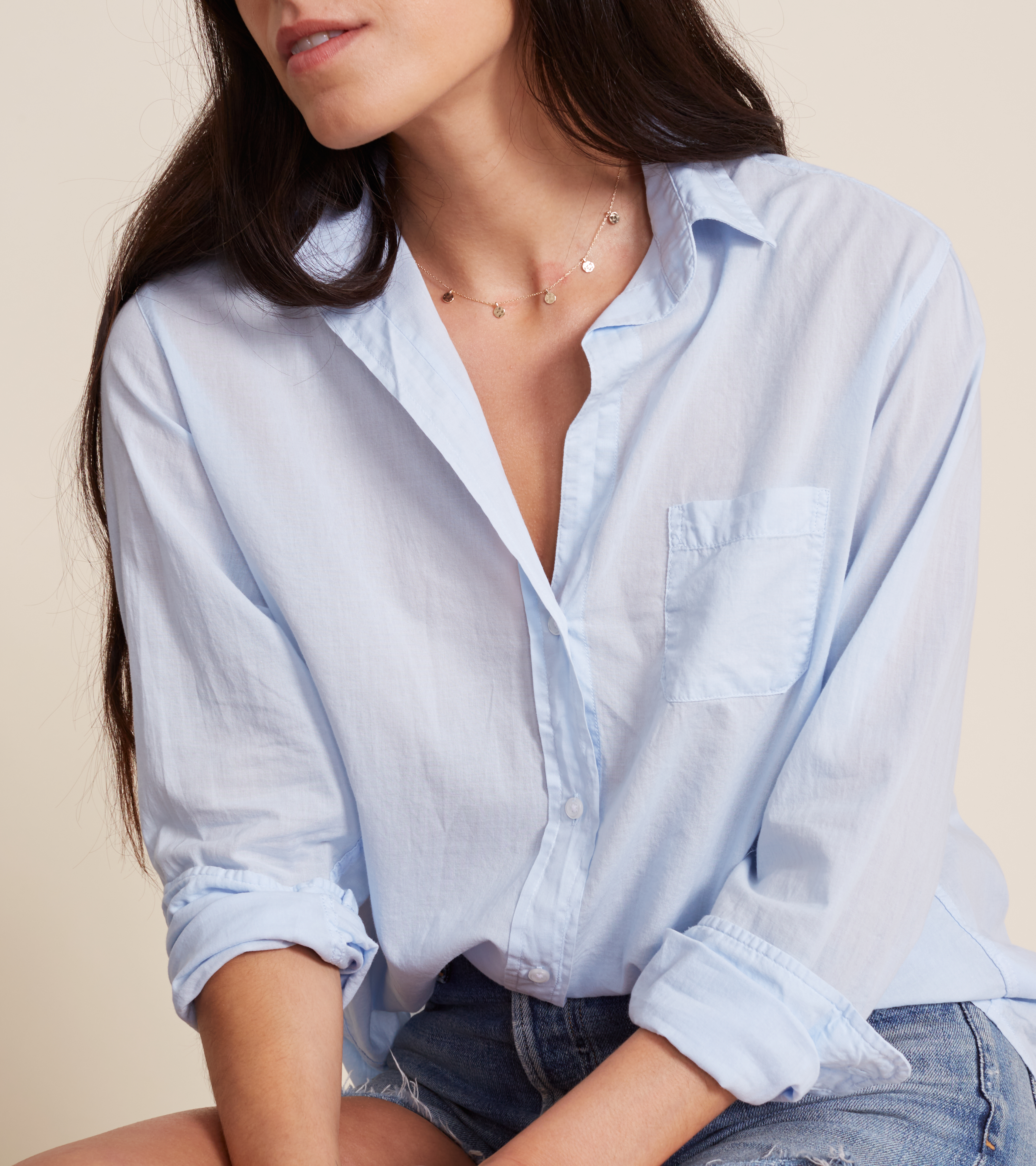 The Hero Button-Up Shirt Shirting Blue, Tissue Cotton view 2
