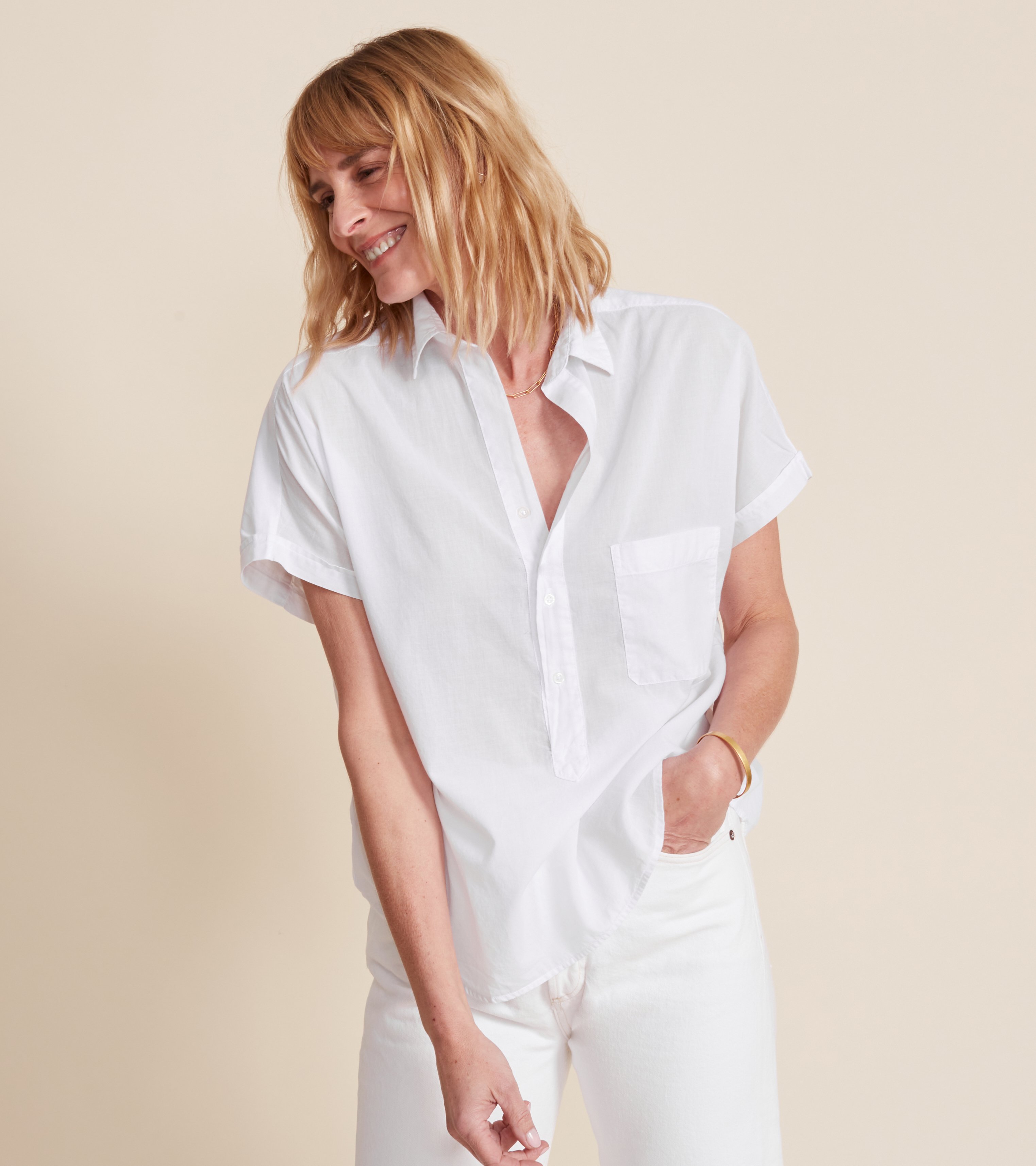 Image of The Artist Short Sleeve Shirt White, Tissue Cotton Final Sale