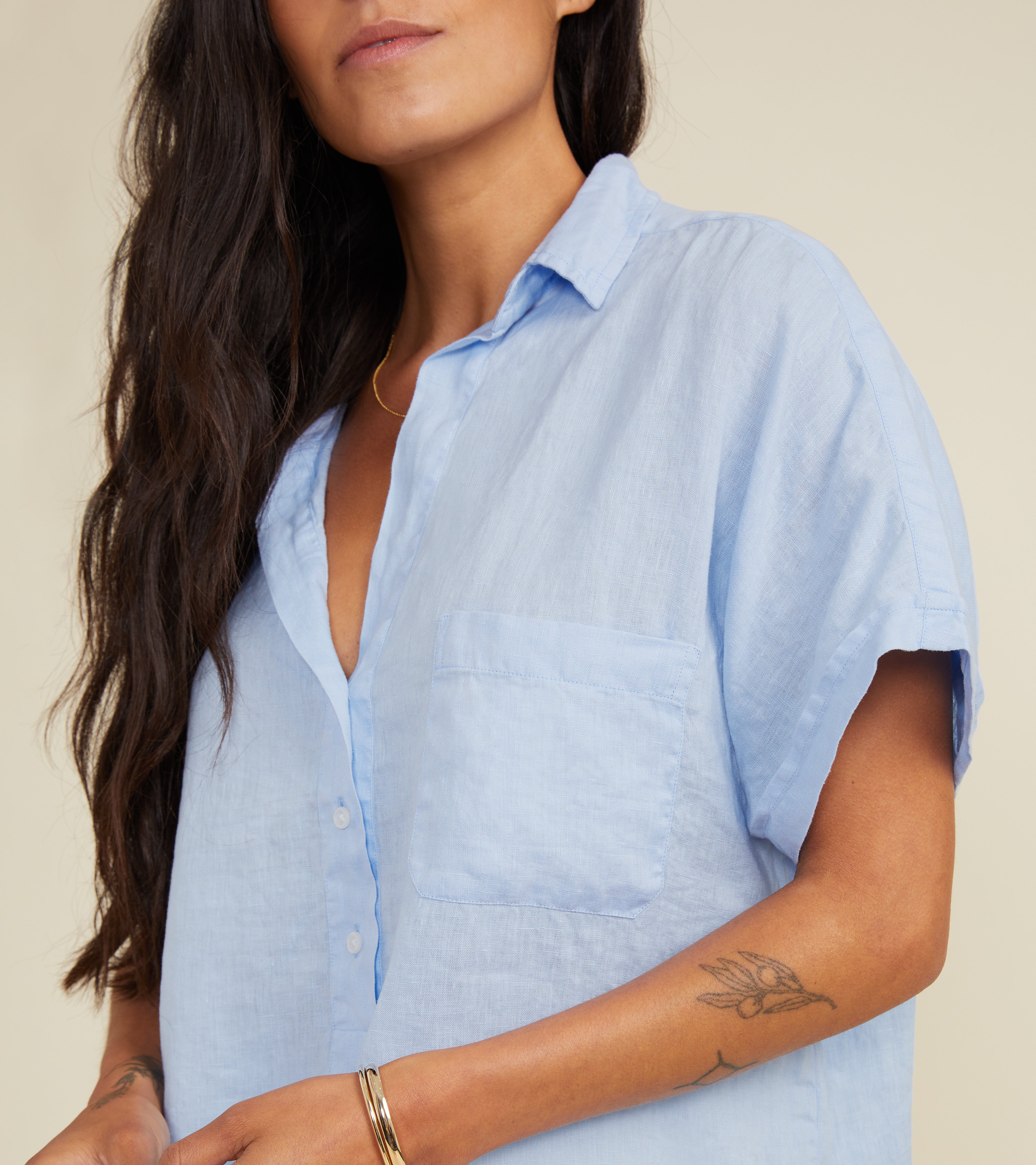 Image of The Artist Short Sleeve Shirt Cloud, Tumbled Linen Final Sale