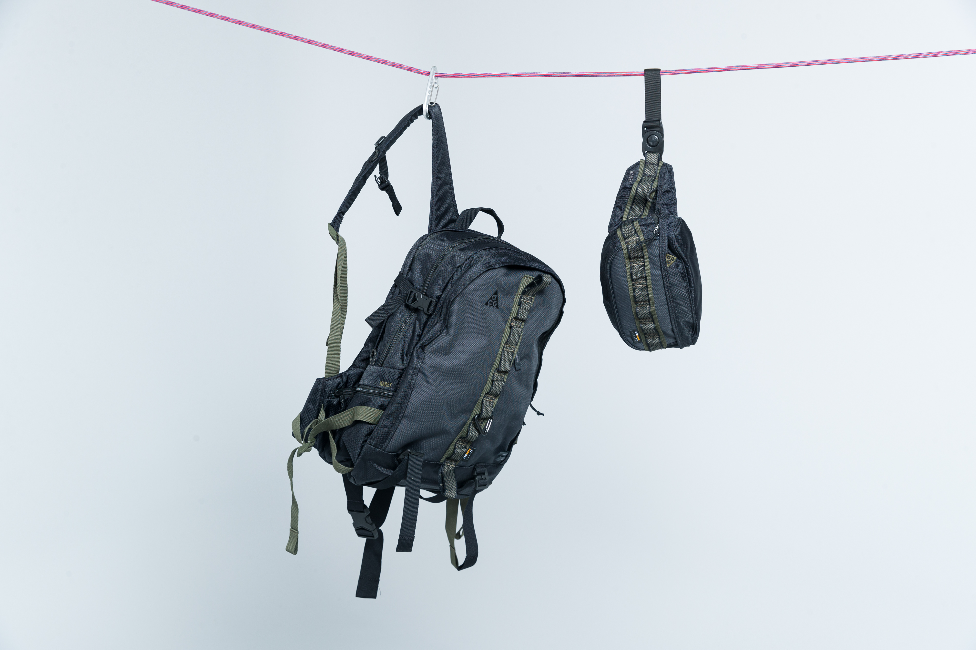 nike black acg karst backpack (90s) VILIS VINTAGE Gear up for your next adventure with the Nike ACG Karst Backpack Nike Karst Webbing-Trimmed Printed Ripstop
