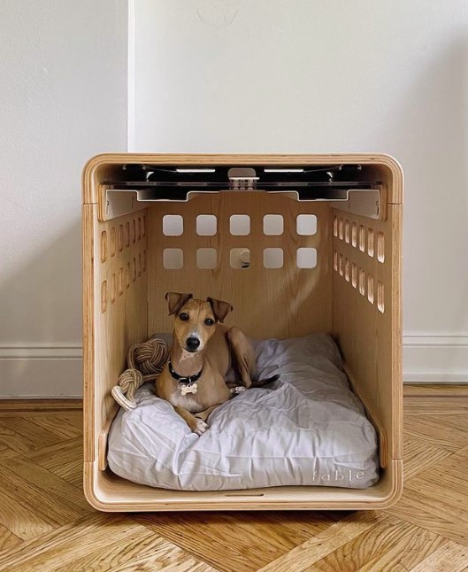 FABLE Premium Wood Dog Crate - White Metal Door That