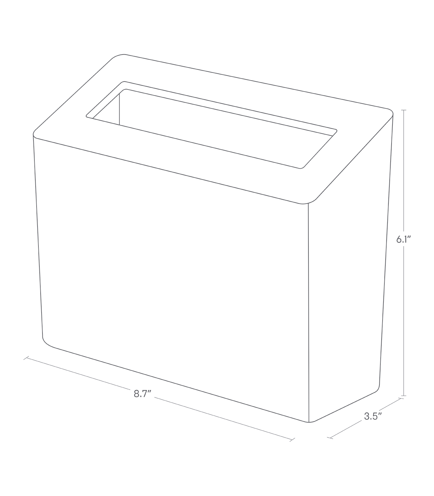 Dimension Image for Countertop Waste Bin on a white background showing a height of 6.1