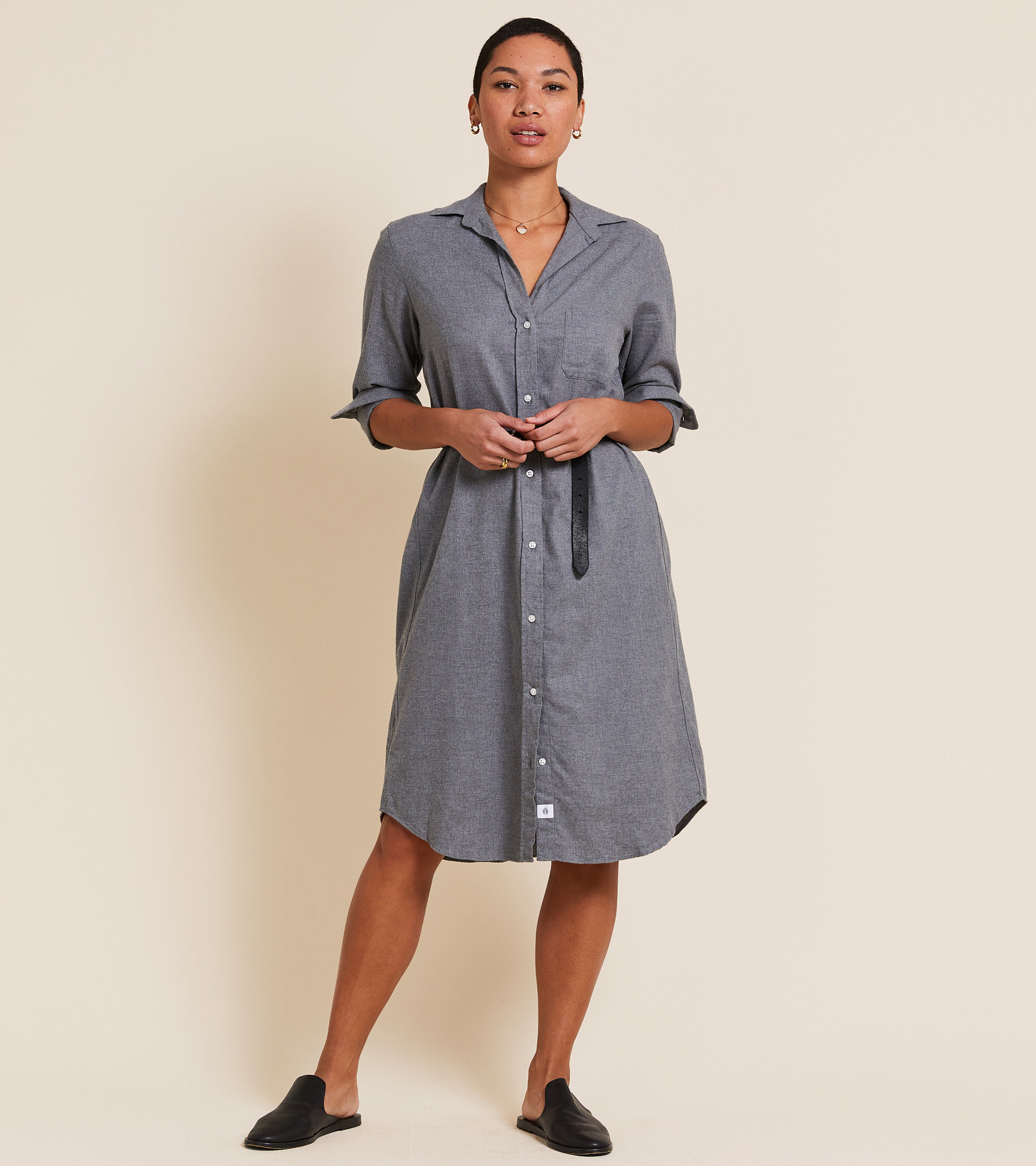The Hero Midi Dress Gray Melange, Feathered Flannel Final Sale view 1