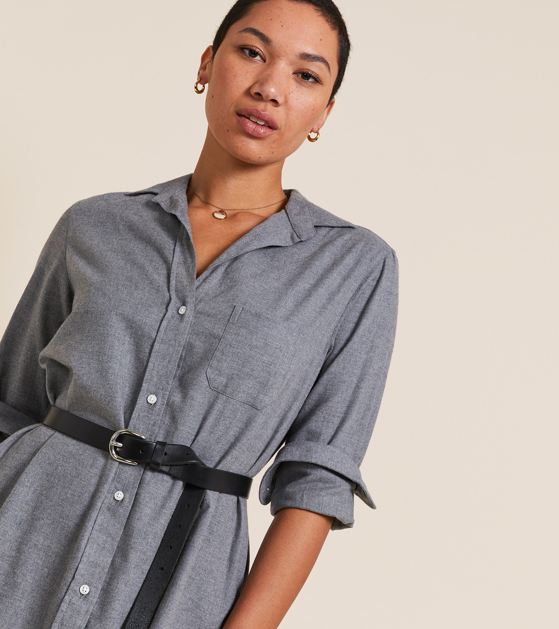 The Hero Midi Dress Gray Melange, Feathered Flannel Final Sale view 2