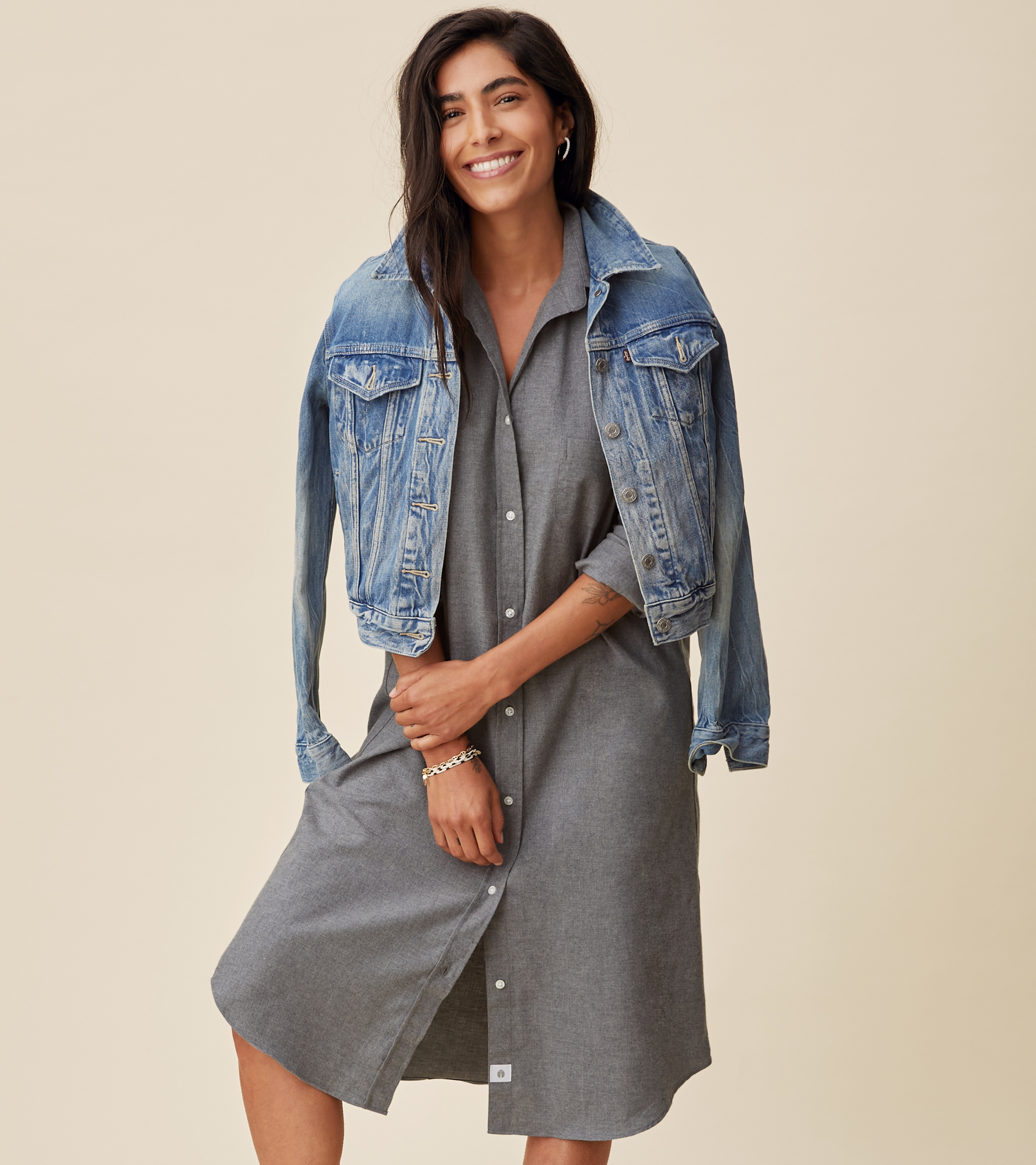 The Hero Midi Dress Gray Melange, Feathered Flannel view 1