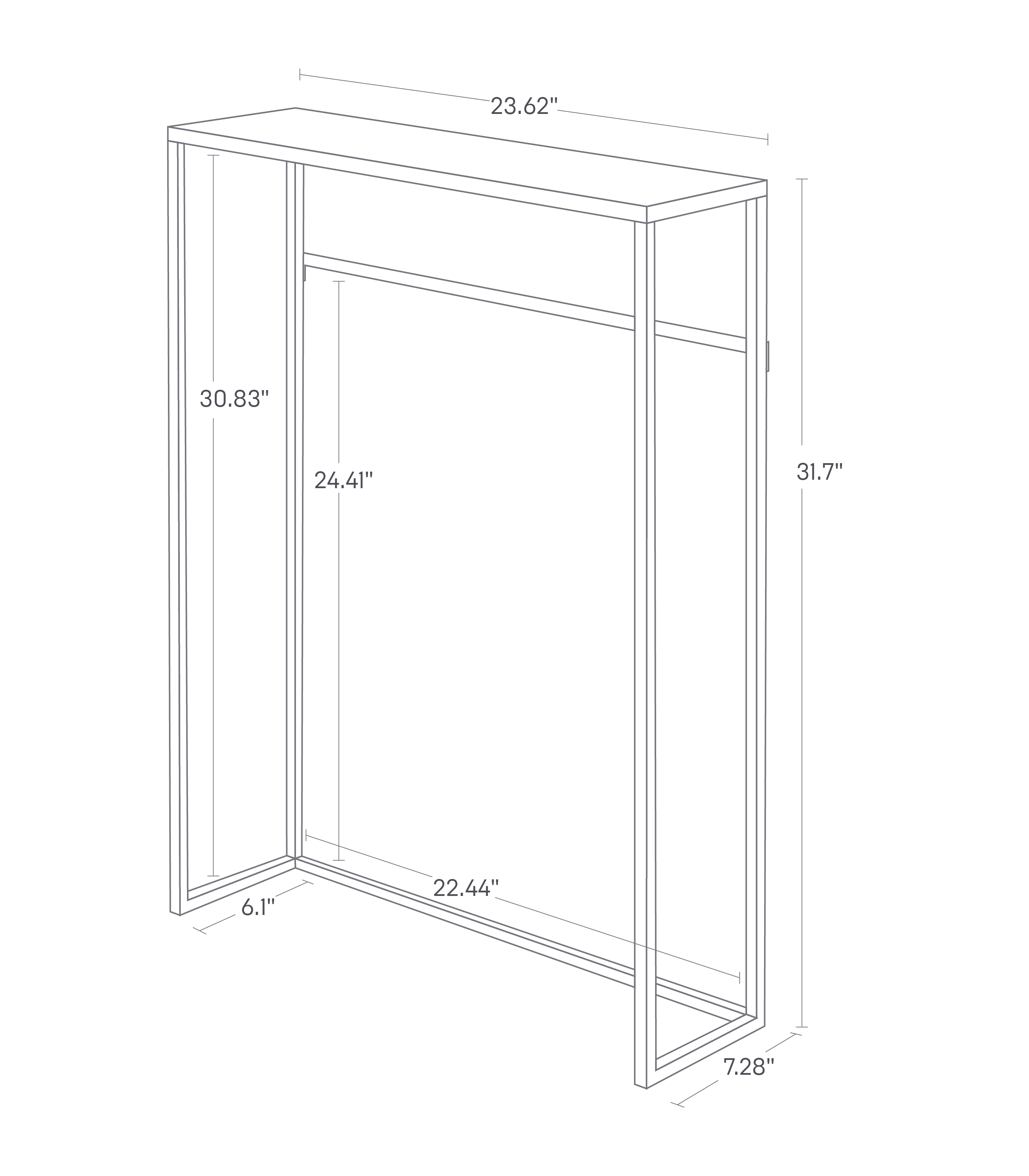 Dimension image for Narrow Entryway Console Table showing a total height of 31.7
