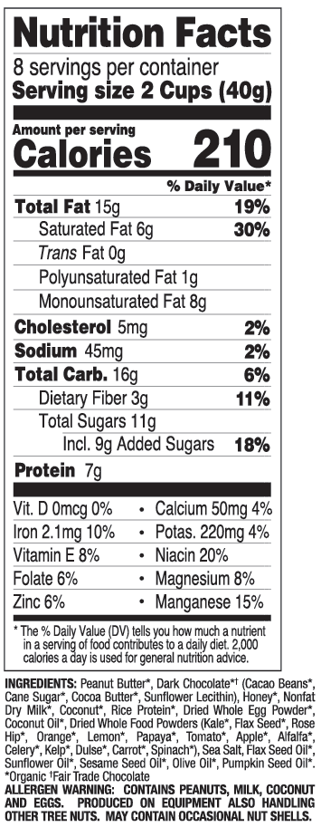 Dark Chocolate Coconut nutritional information